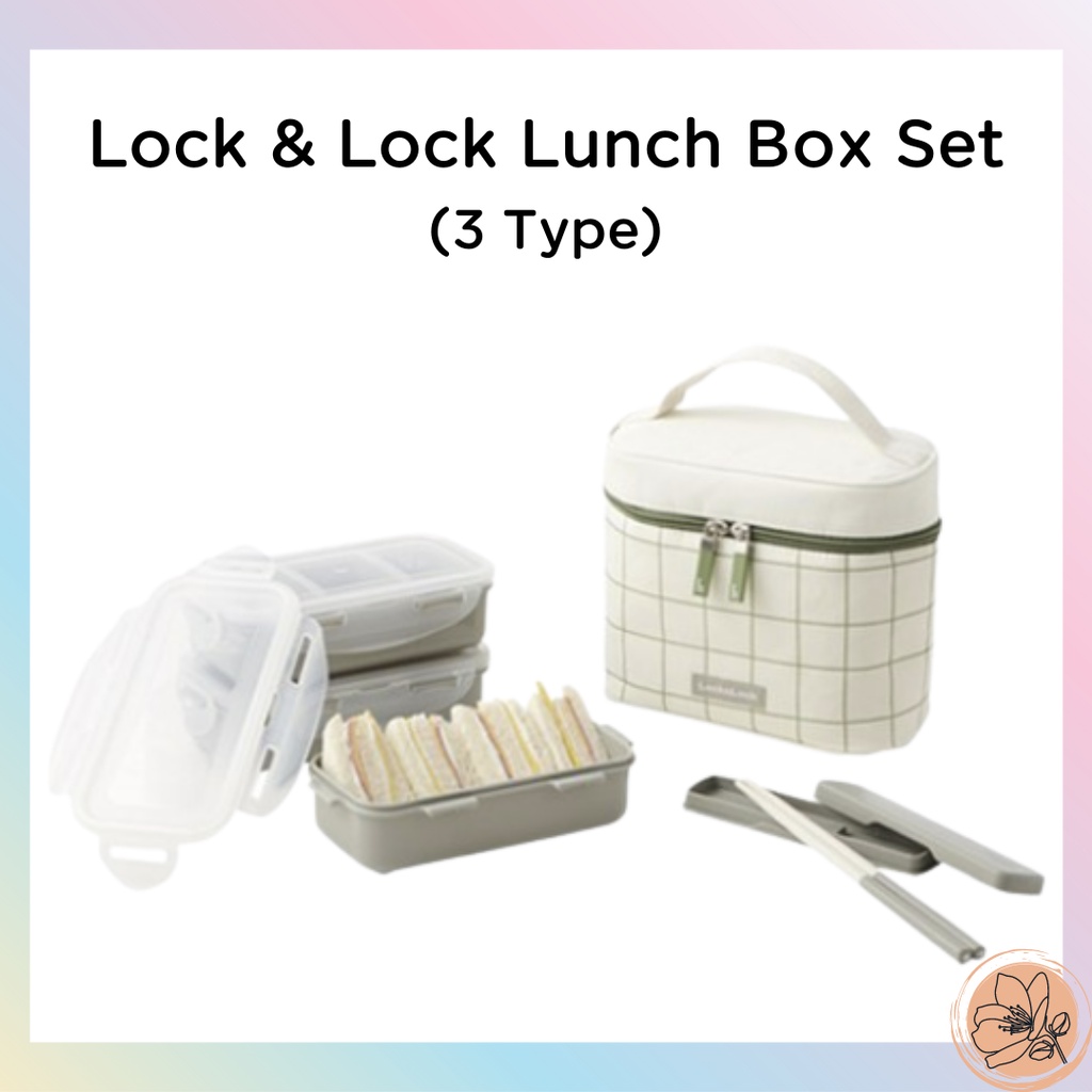 Lock & Lock Lunch Box Set With Chopsticks M/L/Rectangular + Cooling Pack Shopee Malaysia
