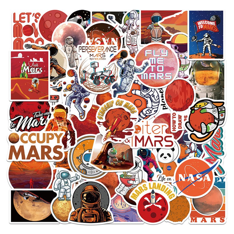 50PCS Astronaut Space Cartoon Stickers DIY Skateboard Fridge Phone ...