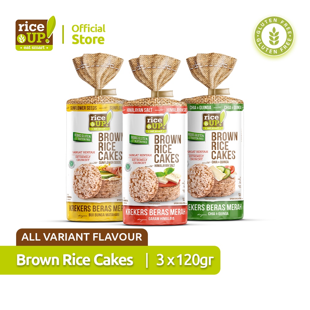 MERAH Rice UP! Brown Rice Cakes (Brown Rice Cracker) - 120g X 3pack ...