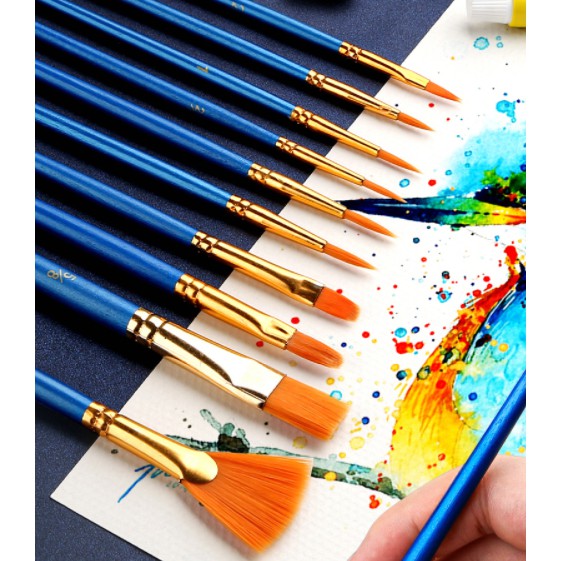 Nylon Watercolour Artist Paint Brush Set for Oils & Acrylics (Round ...