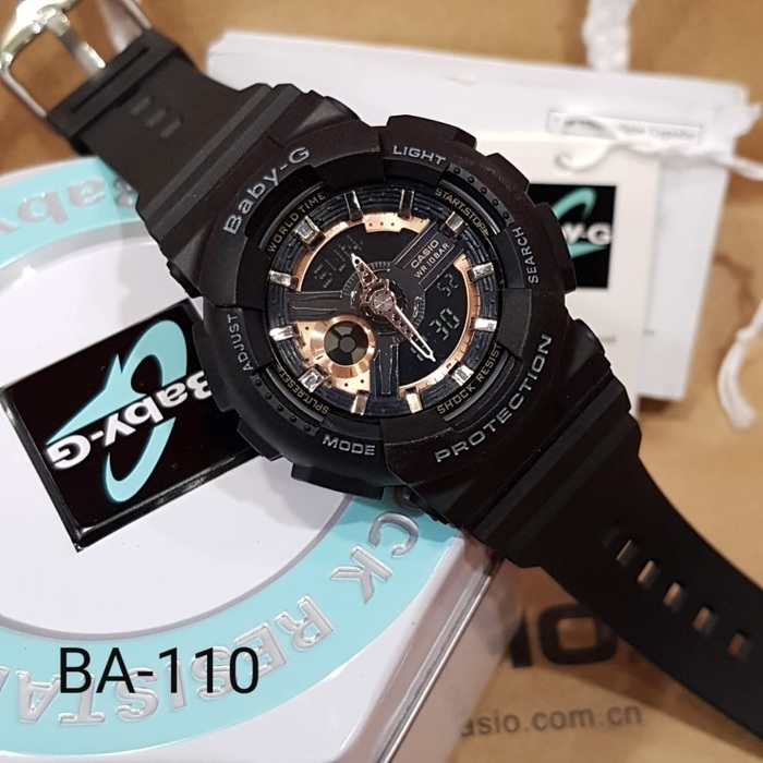 Baby G BA110 Black Rose Gold Baby g shock Jam Baby G Hitam Jam