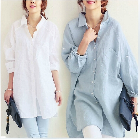 Korean Style Plain Shirt for Women Casual Long Sleeve Girls Blouse Tops