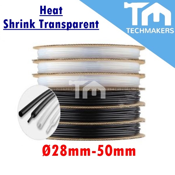 Transparent 1 Meter Heat Shrink Heatshrink Tube Sleeve Sleeving Ø 28/30/35/40/50mm mm Big Large Size Diameter TechMakers