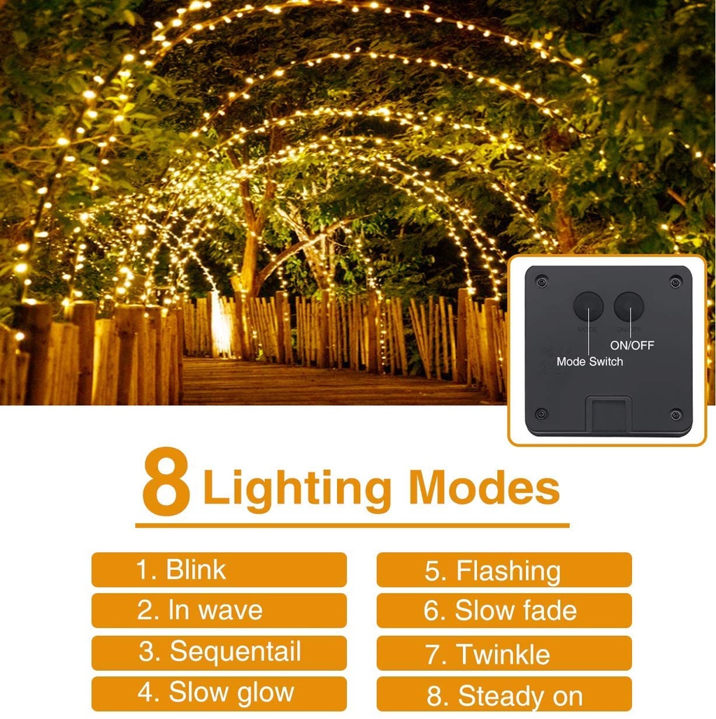 103M/52M/42M/32M/22M/12M/7M Waterproof Solar Raya String Lights 8 Modes