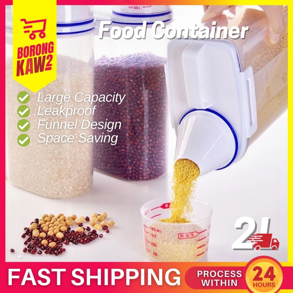 2L Food Container Dispenser Washing Powder Plastic Storage Box Cereal
