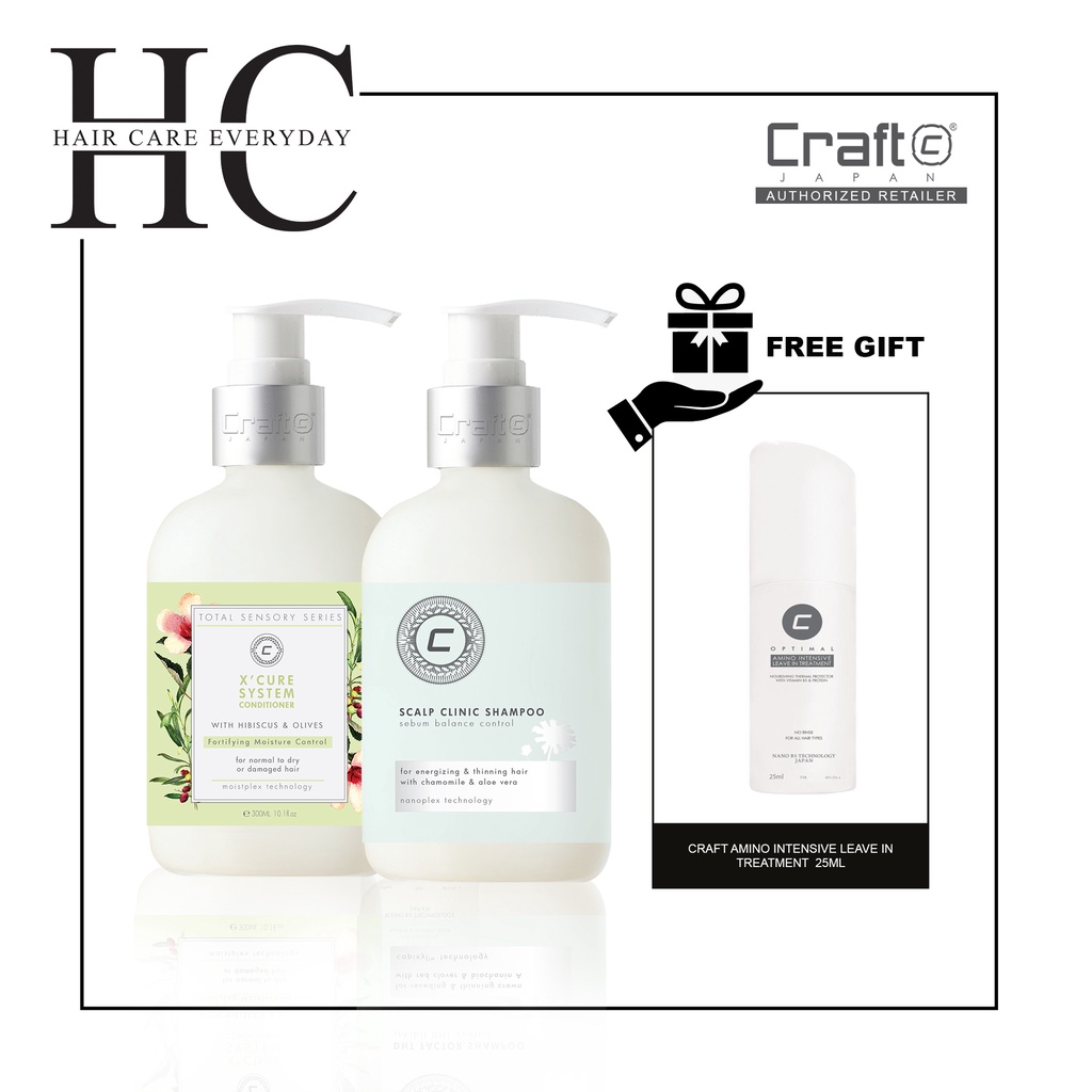 Craft Scalp Clinic Shampoo 300ml & Craft X Cure Hair Conditioner 300ml ...
