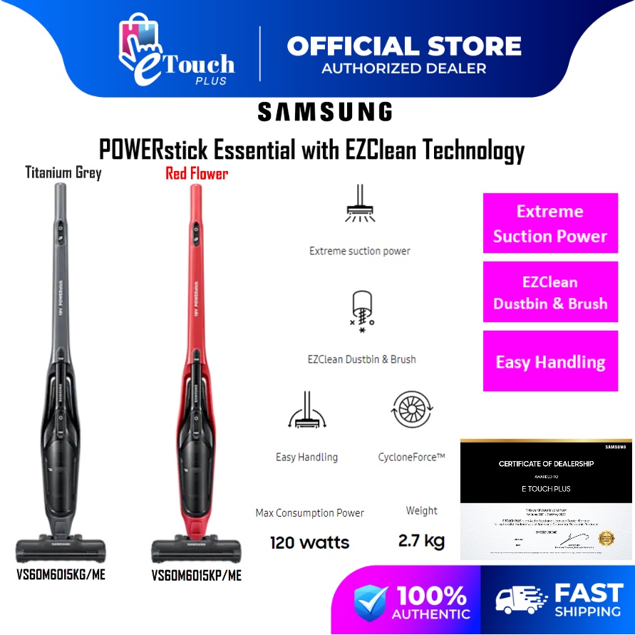 SAMSUNG CORDLESS VACUUM VS60M6015KG/ME GREY / VS60M6015KP/ME RED