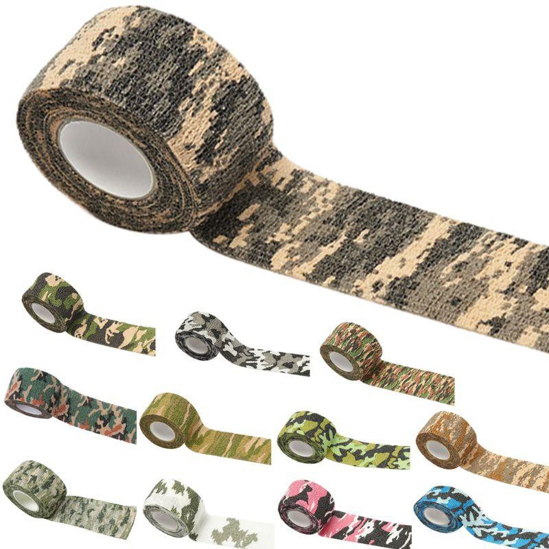 JZK 10 Rolls Self Adhesive Camouflage Bandage Non-Woven Fabric Elastic Stealth Camouflage Tape Stretchy Cohesive Camouflage Tape For Hunting Gear Rifle SLR Camera Lens Shotgun Telescope