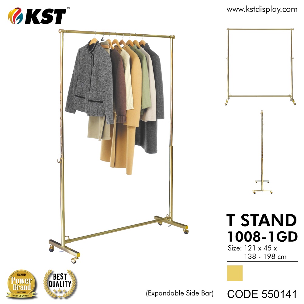Cloth Rack T Stand Single Garment Adjustable Height Chrome Retails Use ...