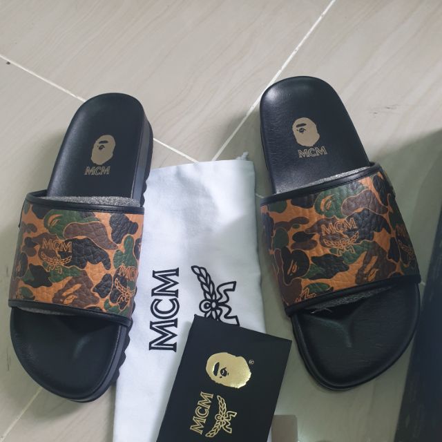 Mcm x bape slides sandals rare limited item 100 authentic size 8