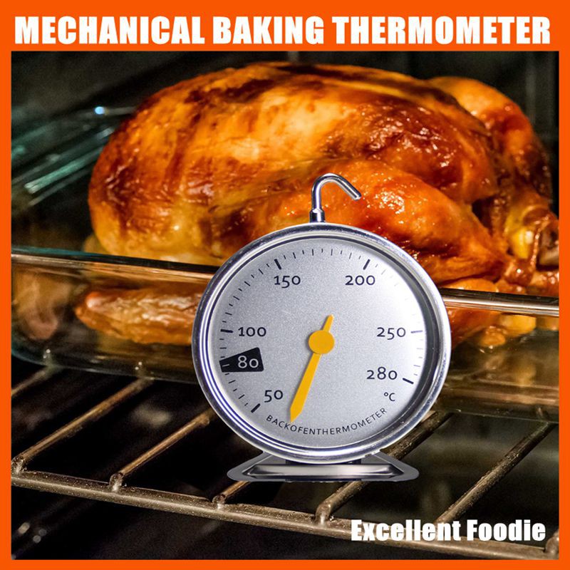 50-280 Celsius Oven Thermometer Stainless Steel Stand Large Dial