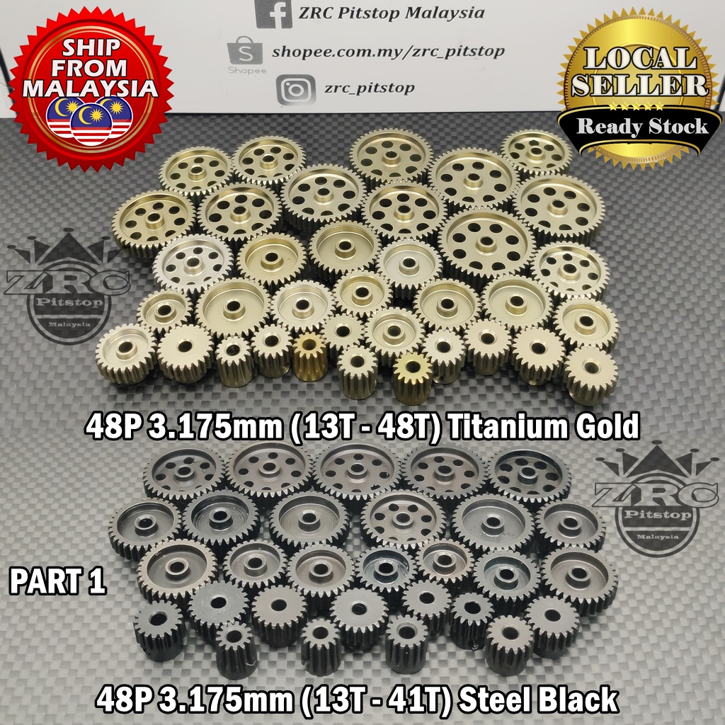 Qloi-LeUe 48P Pinion Gear Set - 5 Gears (19T-23T) With 3.175mm Hole, For RC Cars, Includes Screws & Hex Key - View #5