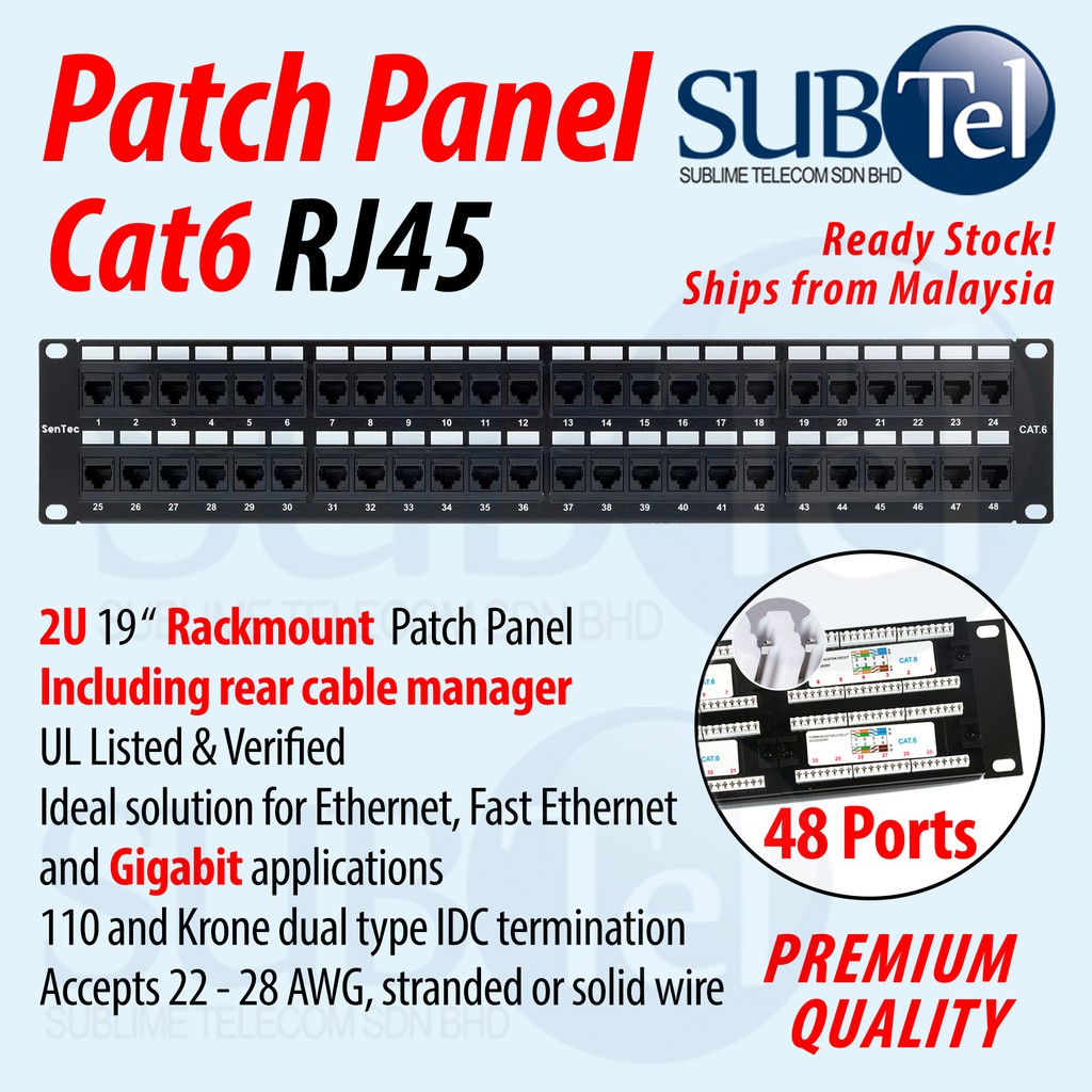 48-port Cat5e 110 Type Patch Panel (568 A/B Compatible)