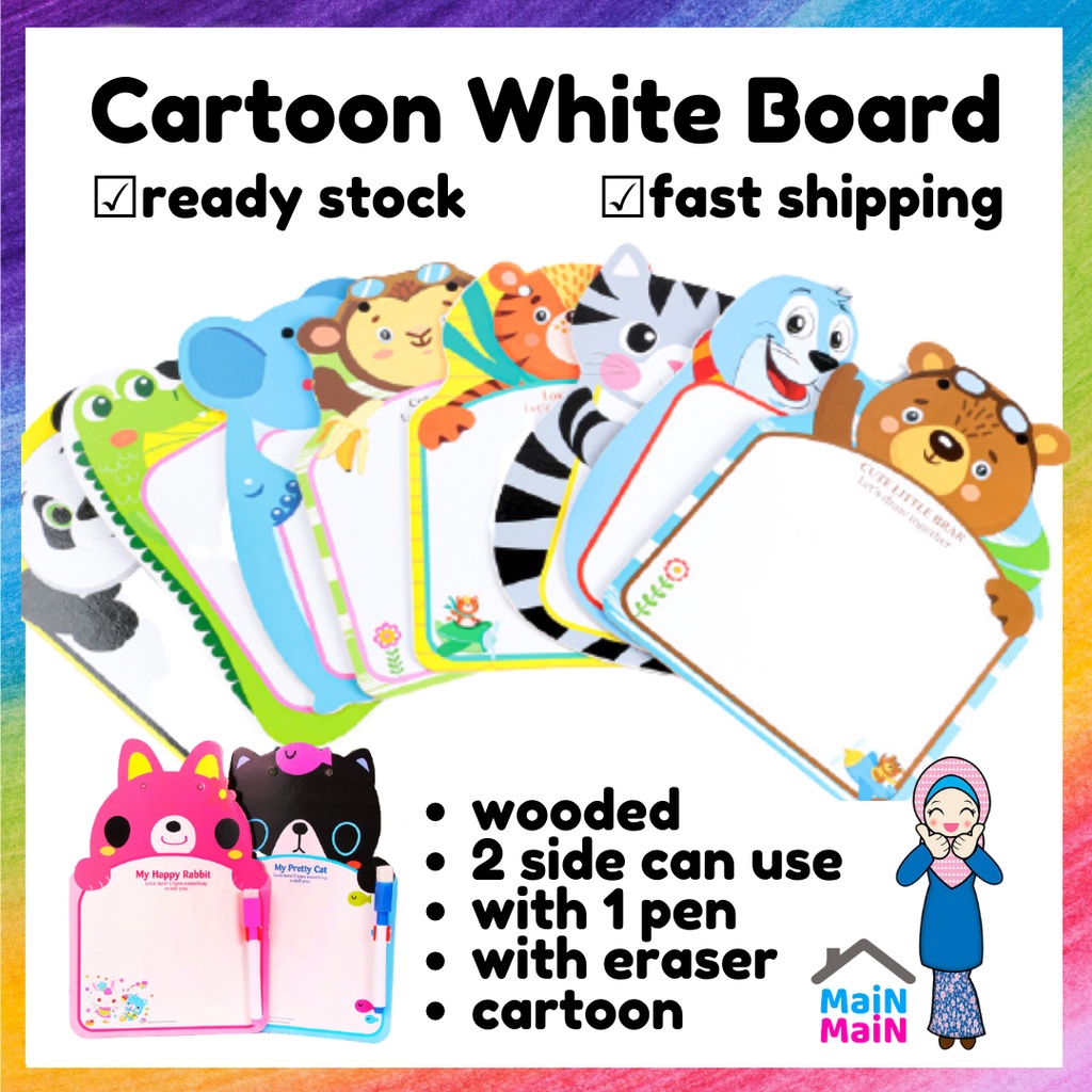 Kids Whiteboard Cartoon 2side time table jadual waktu learning toy ...
