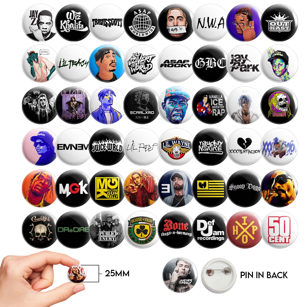 25mm Small Button Badge Pin RAP Hip Hop No Minimum Order Eminem MGK ...