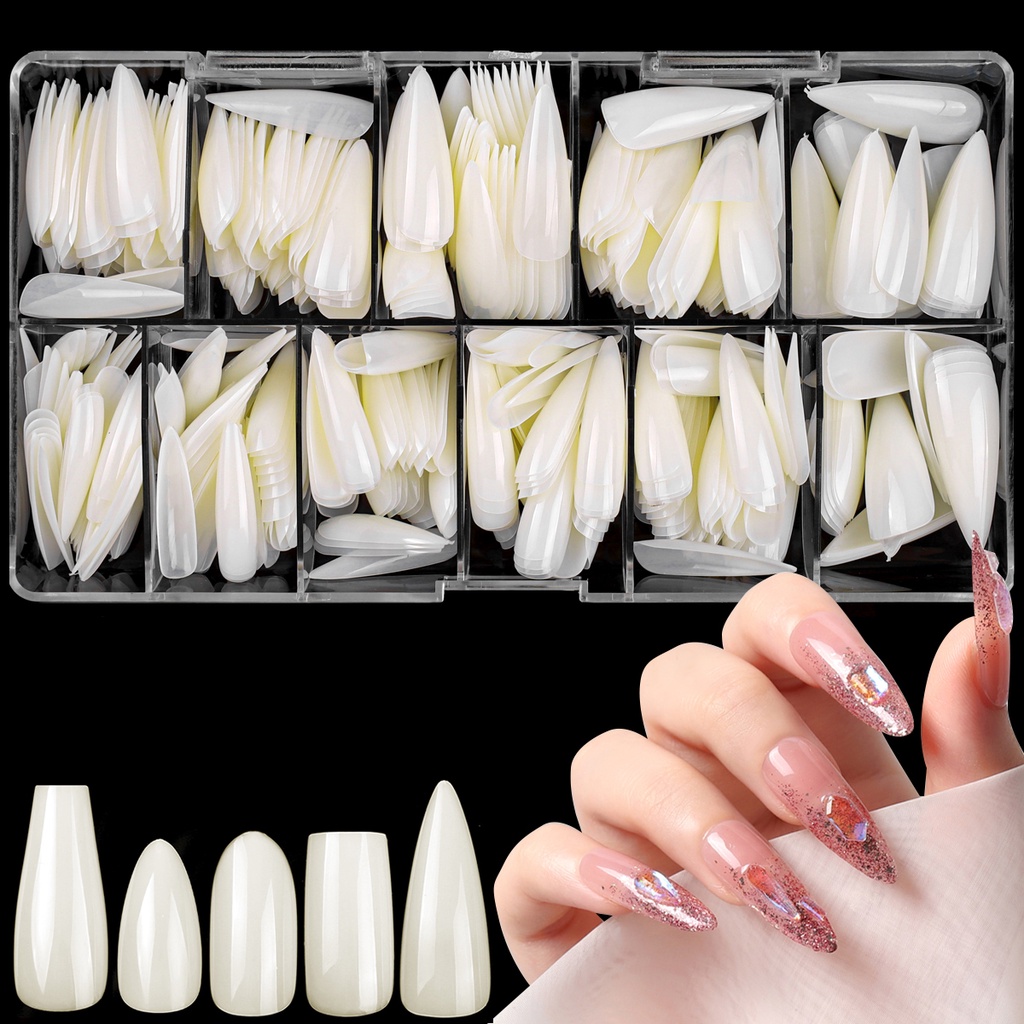 Monja 550Pcs Matte False Nail Extension For Toe Nails Full Cover Oval ...