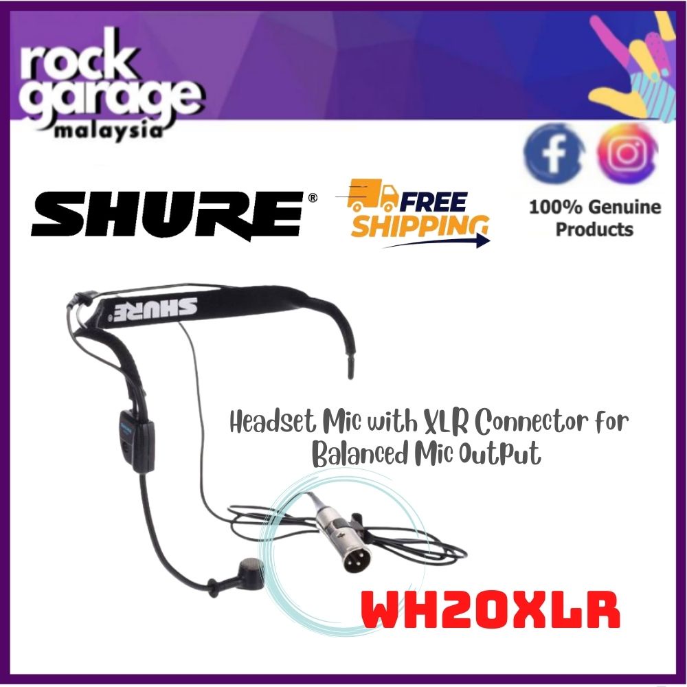 Shure WH20XLR Headset Mic with XLR Connector for Balanced Mic Output (WH20 XLR / WH20XLR