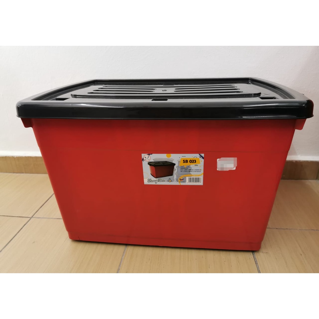 65L PLASTIC STORAGE BOX - RED