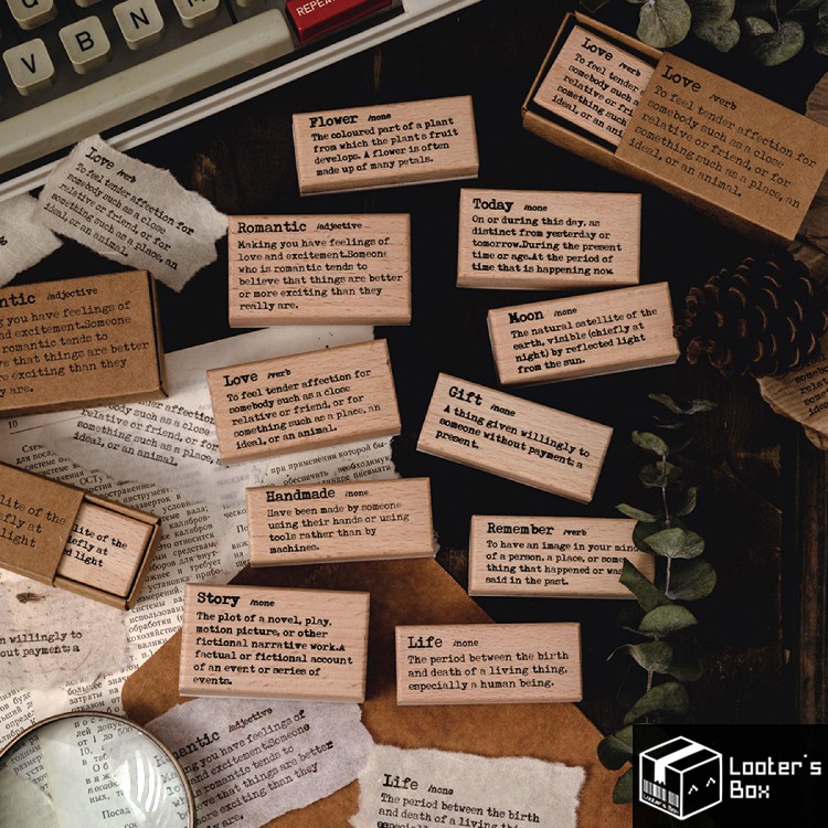 English Words Definition Vocabulary Dictionary Vintage Wooden Stamp for Junk Journal, Scrapbook