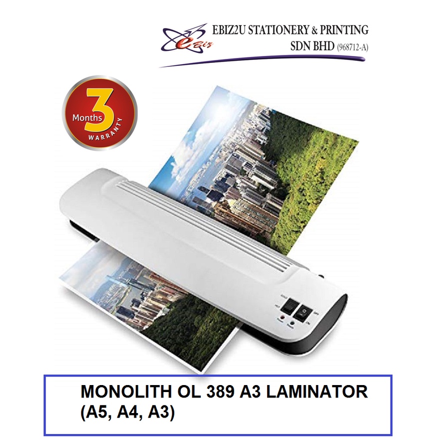MONOLITH OL 389 A3 LAMINATOR (A5, A4, A3) Laminator Machine, laminate