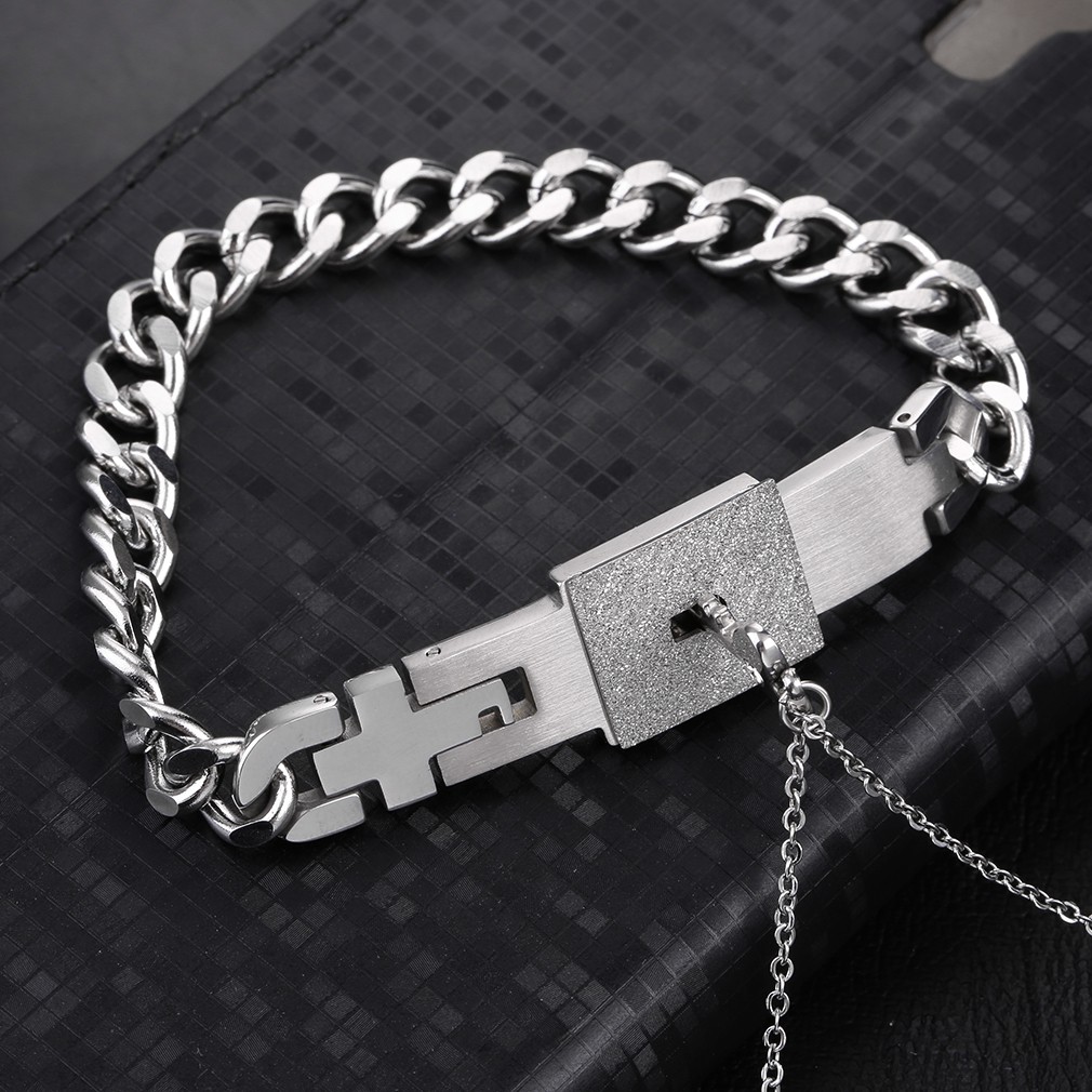 Lovers Fashion Key Necklace And Lock Bracelet Couple Valentines Gifts