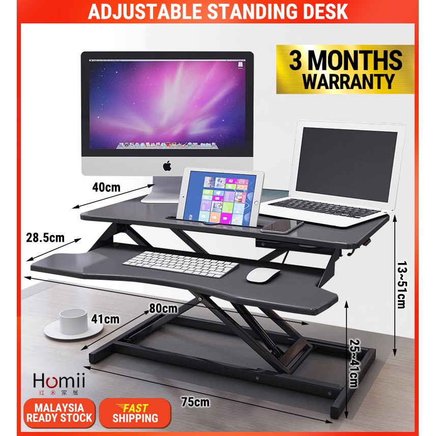 🔥【Malaysia】Adjustable Standing Desk Table Sit Riser Rising Monitor ...