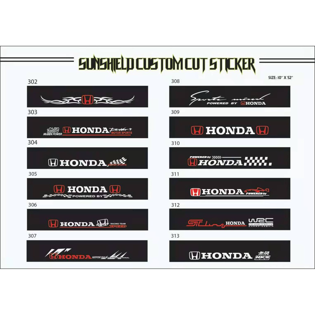 CUSTOM CUT WINDSCREEN STICKER ( 302 - 313 ) | Shopee Malaysia