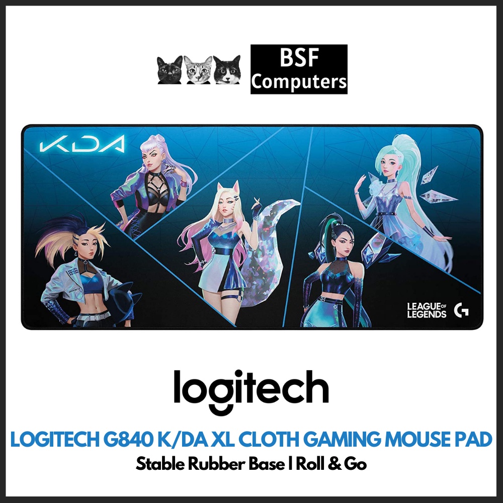Logitech G840 K/DA XL Cloth Gaming Mouse Pad/League of Legends Gaming Gear/Stable Rubber Base