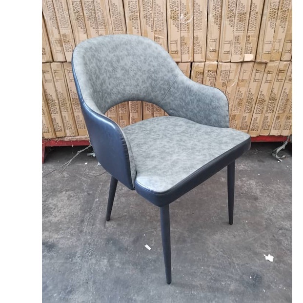 VARIOUS LEATHER DINING CHAIR WITH METAL POWDER COAT LEG, KERUSI MAKAN ...