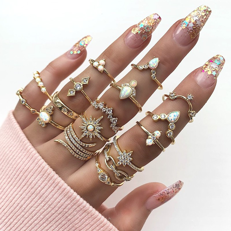 17pcs Gold Boho Stack Plain Above Knuckle Ring Midi Finger Rings Set Jewelry Gift Shopee Malaysia