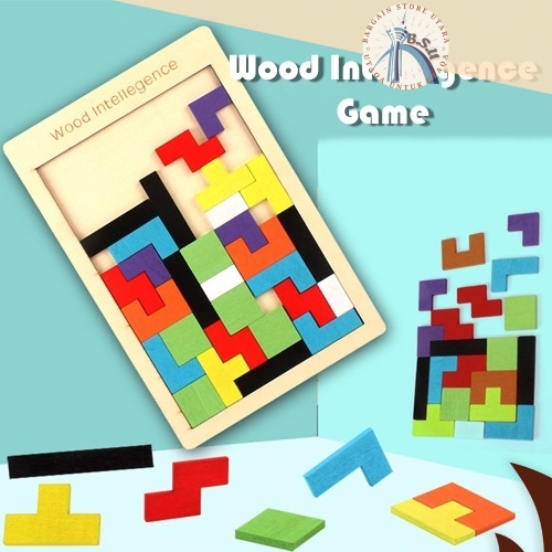 BSU Realeos Russian Blocks T Tangram Tetris Jigsaw Puzzle Wooden Kids ...