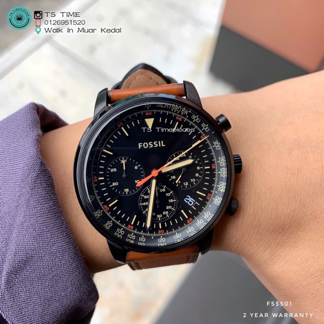 FOSSIL Goodwin Chronograph Luggage Leather Men s Watch FS5501 Shopee Malaysia