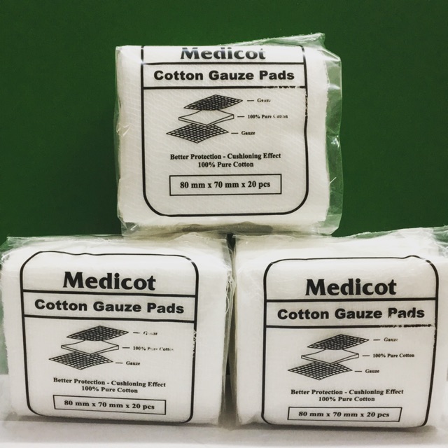Medicot Cotton Gauze Pads ( 80mm x 70mm x 20pcs ) | Shopee Malaysia