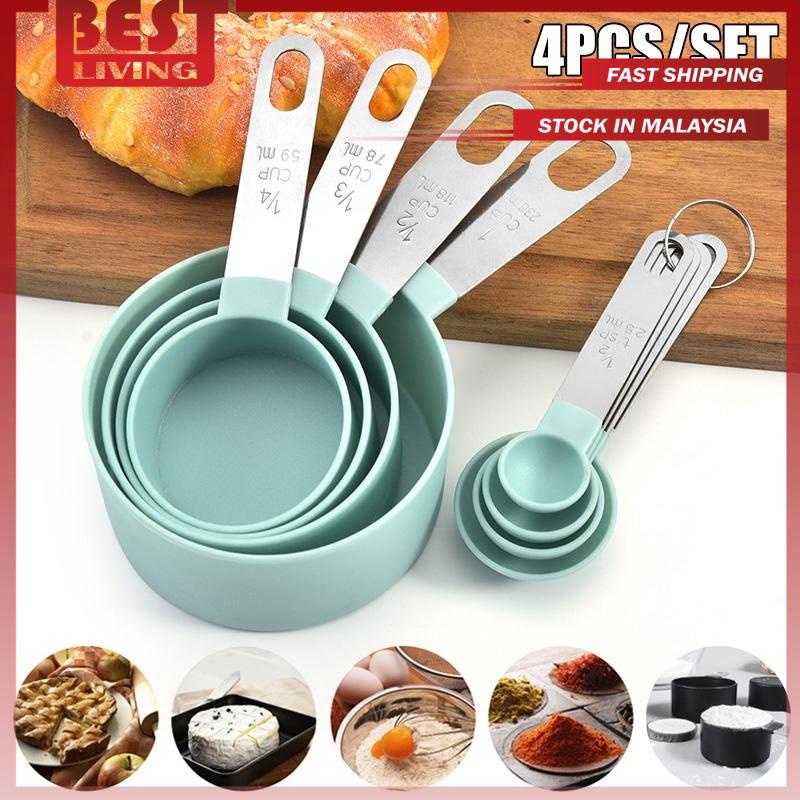 Stainless Steel 4Pcs PP Measuring Cups Spoons Kitchen Baking Cooking ...