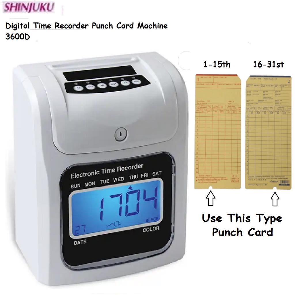SHINJUKU 3600D Digital Time Recorder Punch Card Machine (employees