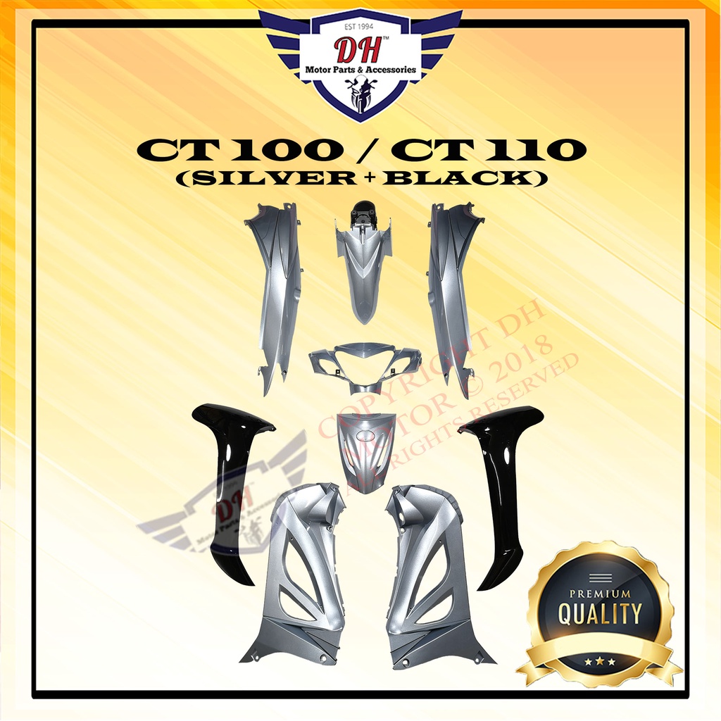 CT100 / CT110 COVER SET MODENAS CT 100 / 110 (SILVER + BLACK) | Shopee ...