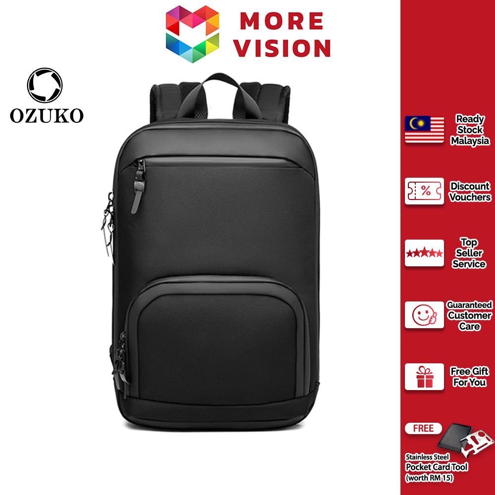 OZUKO Fashion Anti Theft Men Backpack Laptop Bag USB Charging Beg Scratch Waterproof Travel Bagpack Student School Shopee Malaysia