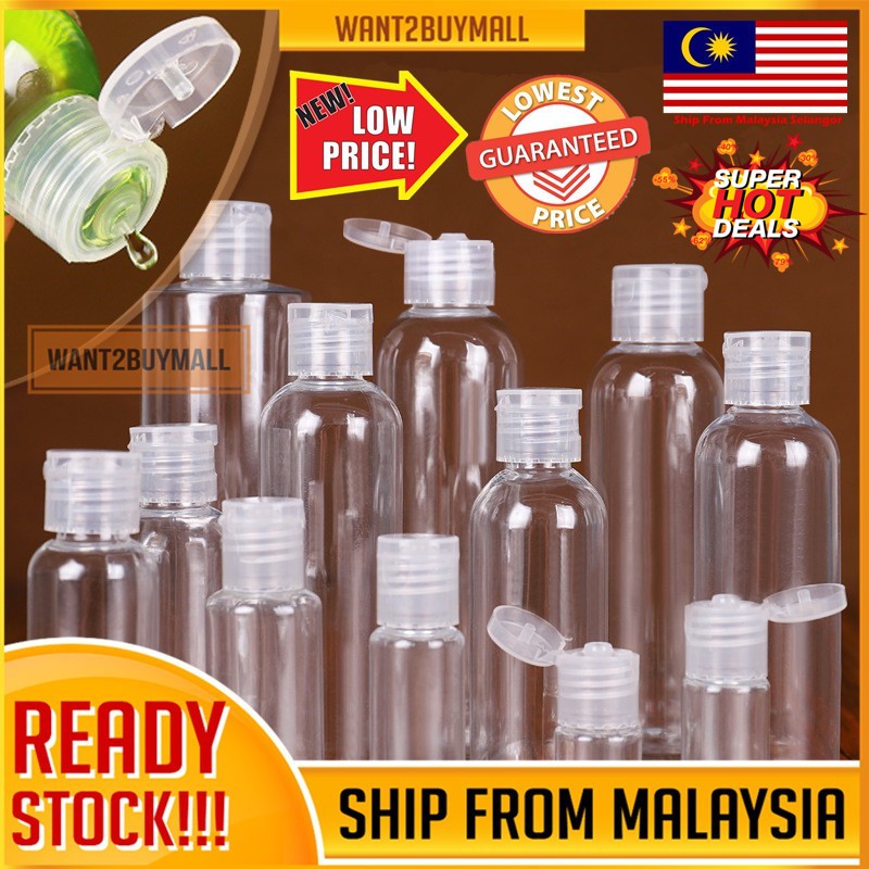 Flip Tip Cap Ml To Ml Pet Empty Transparent Travel Plastic Bottle Botol