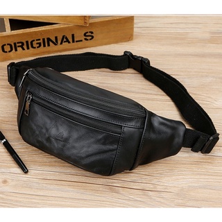 Pu Leather Multi-layer Zipper Men's Waist Bag, Waterproof And Wear  Resistant