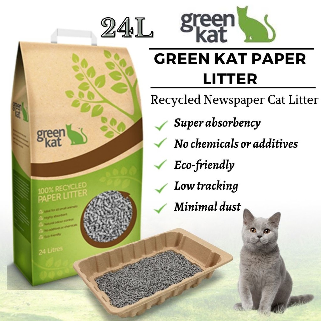 Green Kat 100 Recycled Paper Cat LitterPasir Kucing Recycle Paper (24L) Shopee Malaysia