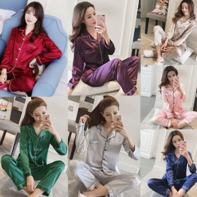 Satin pyjamas outlet shopee