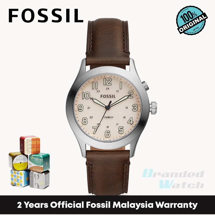 Official Warranty Fossil LE1059 Men s Analog Quartz The Archival Series Starmaster Three Hand Brown Leather Watch Shopee Malaysia