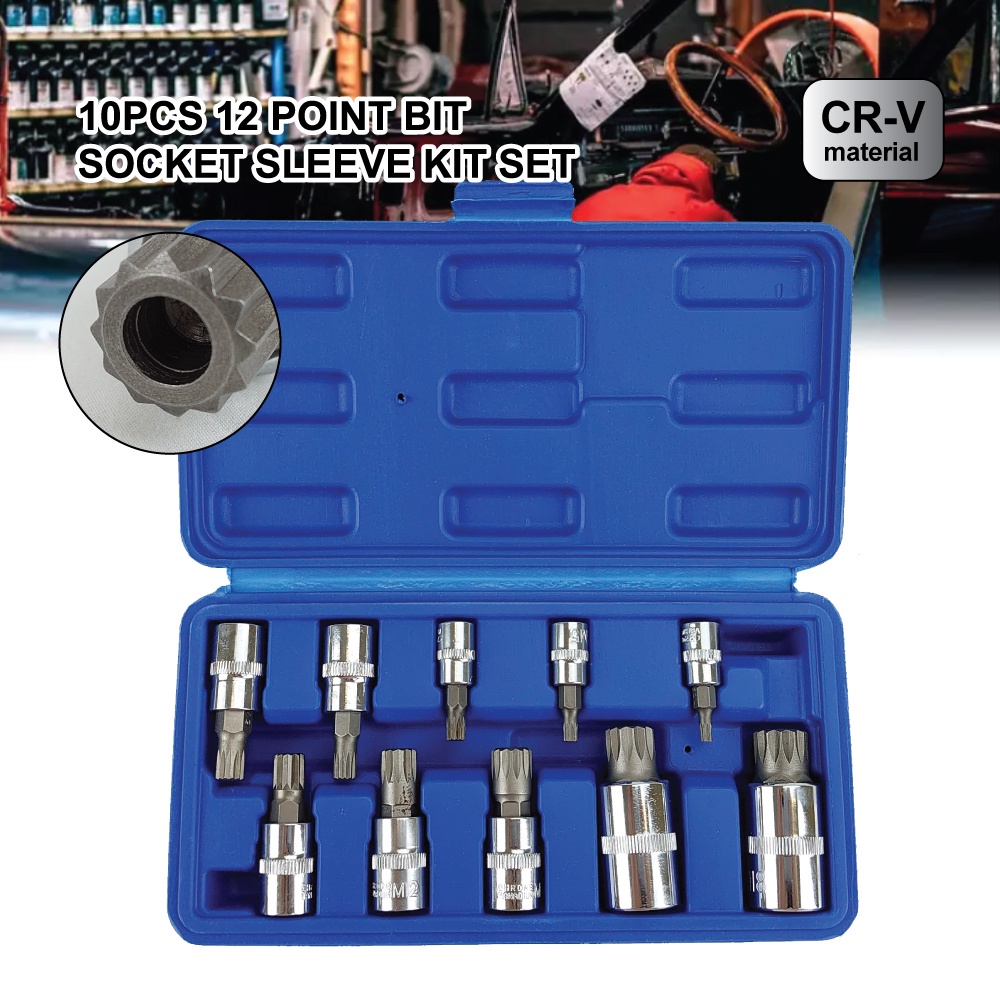 10pcs M-type Socket 12 point 1/4