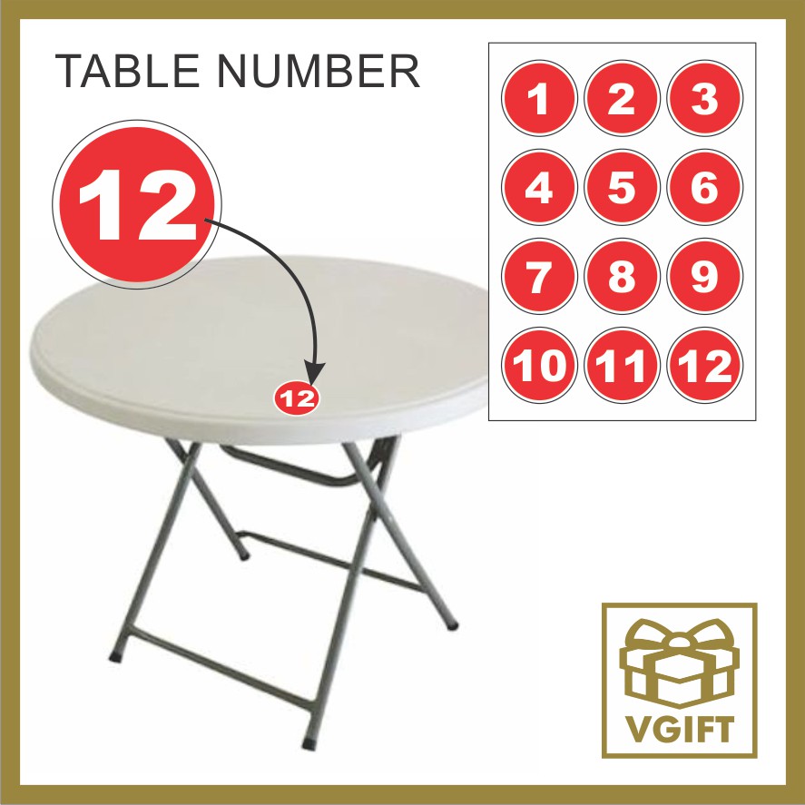 [12pcs Mumber] Table Number Sticker With Mate Laminated Water Proof ...