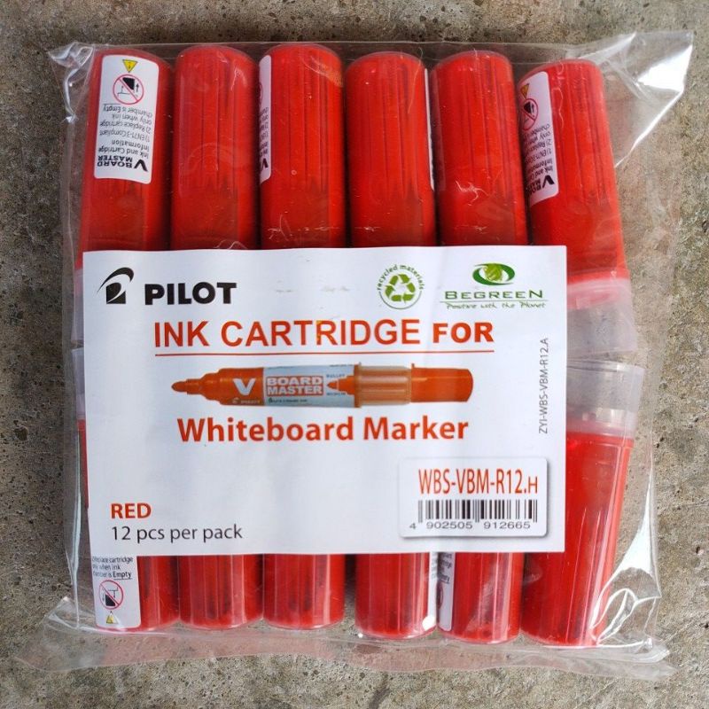 Pilot V Board Master Whiteboard Marker Cartridge Refill Ink (12 Pcs ...