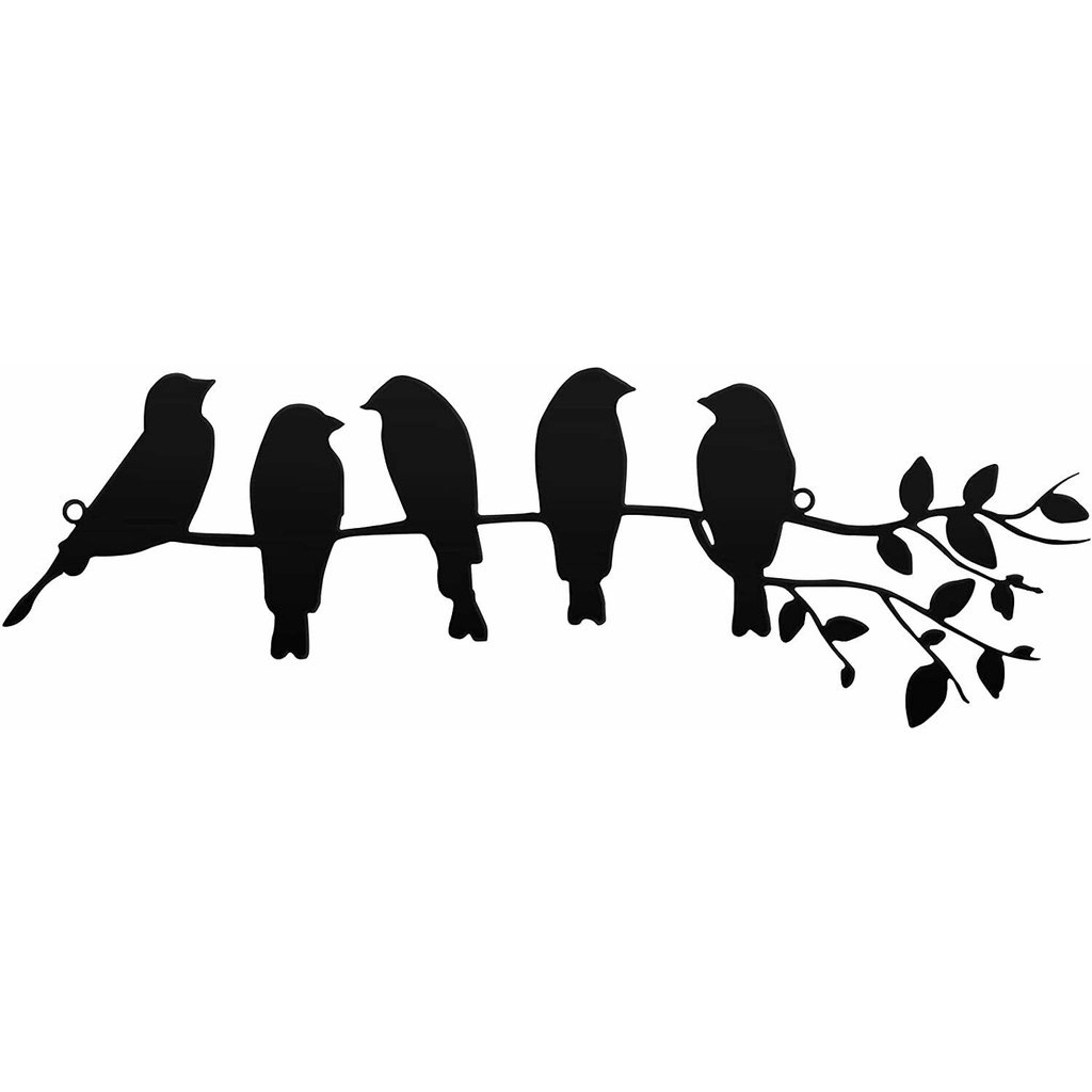Metal Bird Wall Art 5 Birds on the Branch Wall Decor Leaves with Birds ...