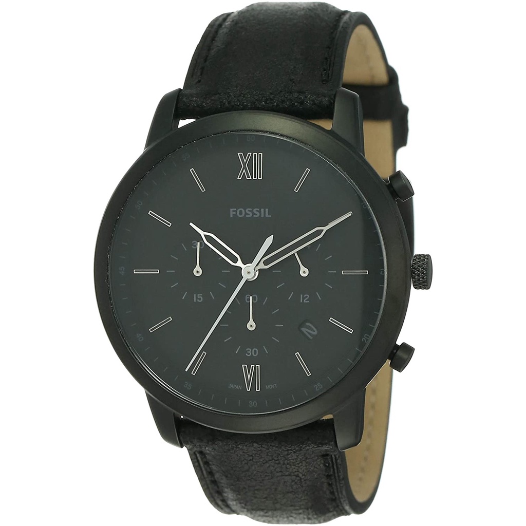 Original Fossil Men Neutra Black Dial Leather Watch FS5503 Jam Tangan