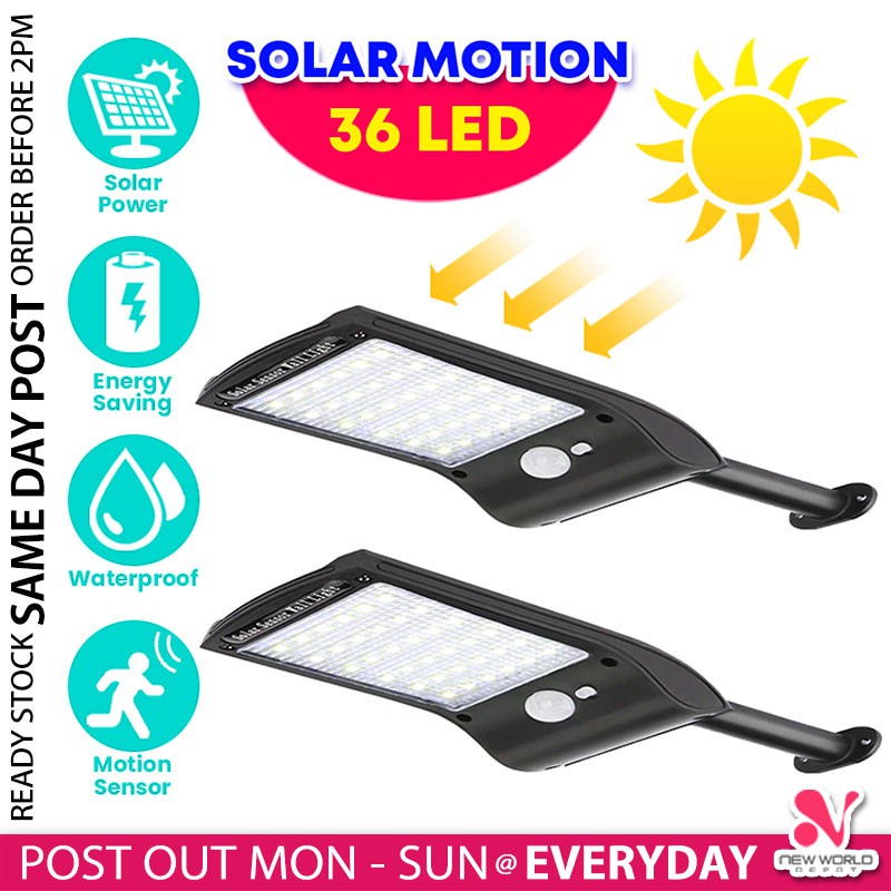 𝗡𝗜𝗚𝗛𝗧 𝗦𝗘𝗡𝗦𝗢𝗥 》36 LED Solar Lamp Auto On Off Waterproof Outdoor Garden ...
