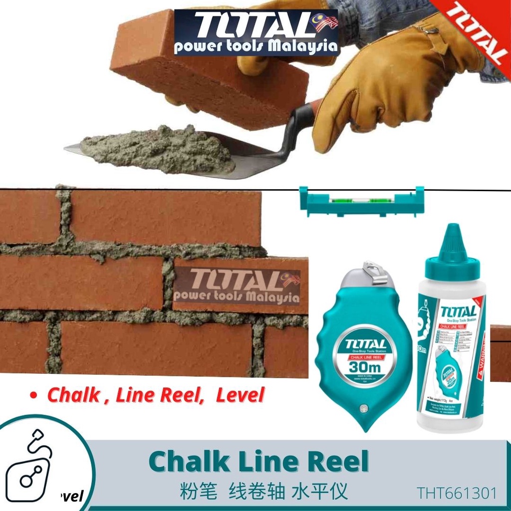TOTAL Chalk Line Reel 粉笔线卷轴 30m - THT661301 | Shopee Malaysia