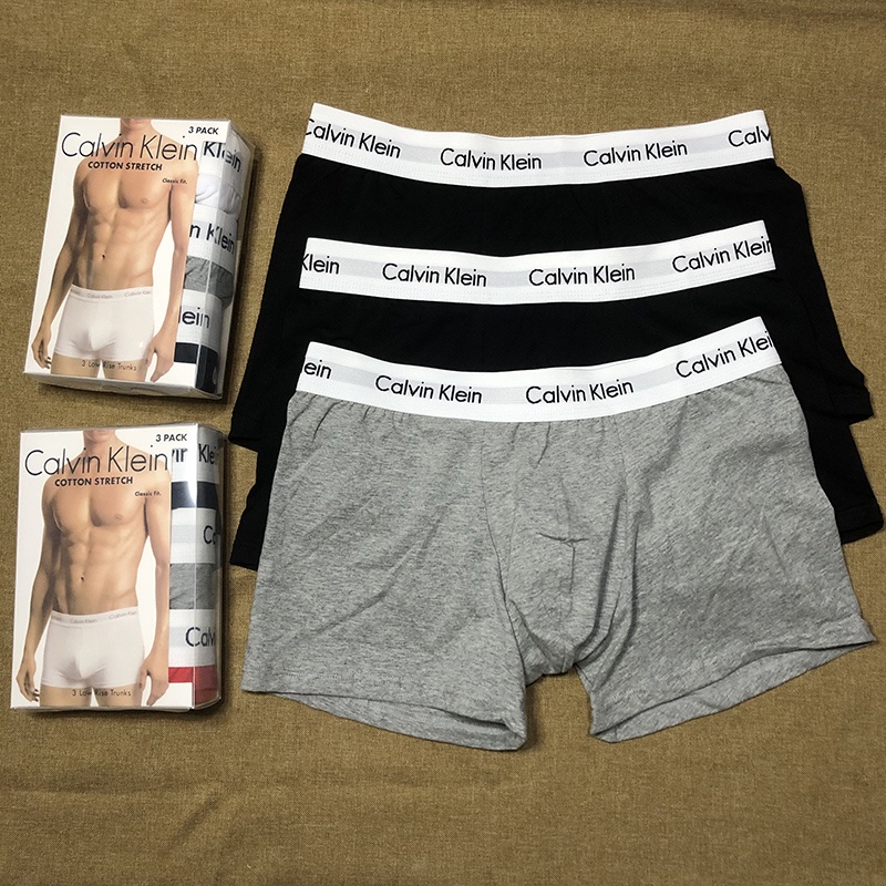 3 PCS ）Men's Underwear Gift Box Cotton Classic Boxer Briefs White Belt
